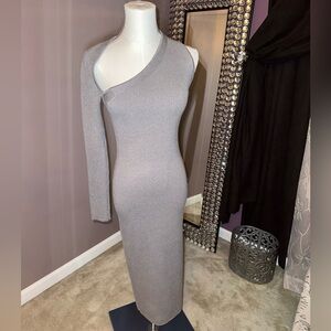 NWT - Express One-Shoulder Gray Sweater Dress